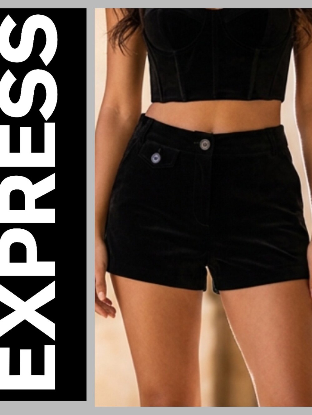 Express Black High-Waist Tailored Shorts